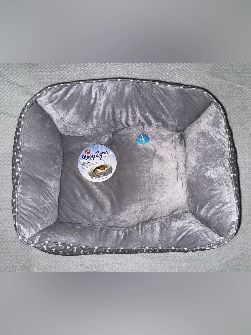 Gray Plush Cozy Pet Bed 26x20x7